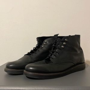 H by Hudson black leather lace up boots 43